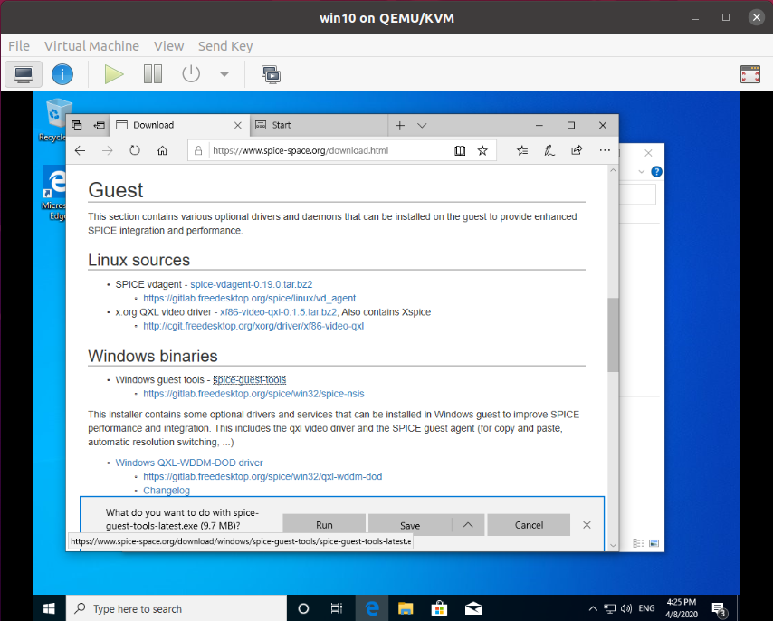 Guest tools. QEMU-KVM Windows. KVM Spice Server Windows Server 2012. Spice Guest. QEMU Arm Driver.