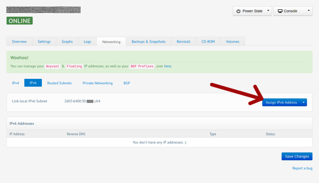 Stallion > Networking > IPv6 > Assign IPv6 Address